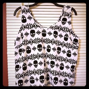 Charlotte Russe Rare Skull Cut-out Back Tank Top